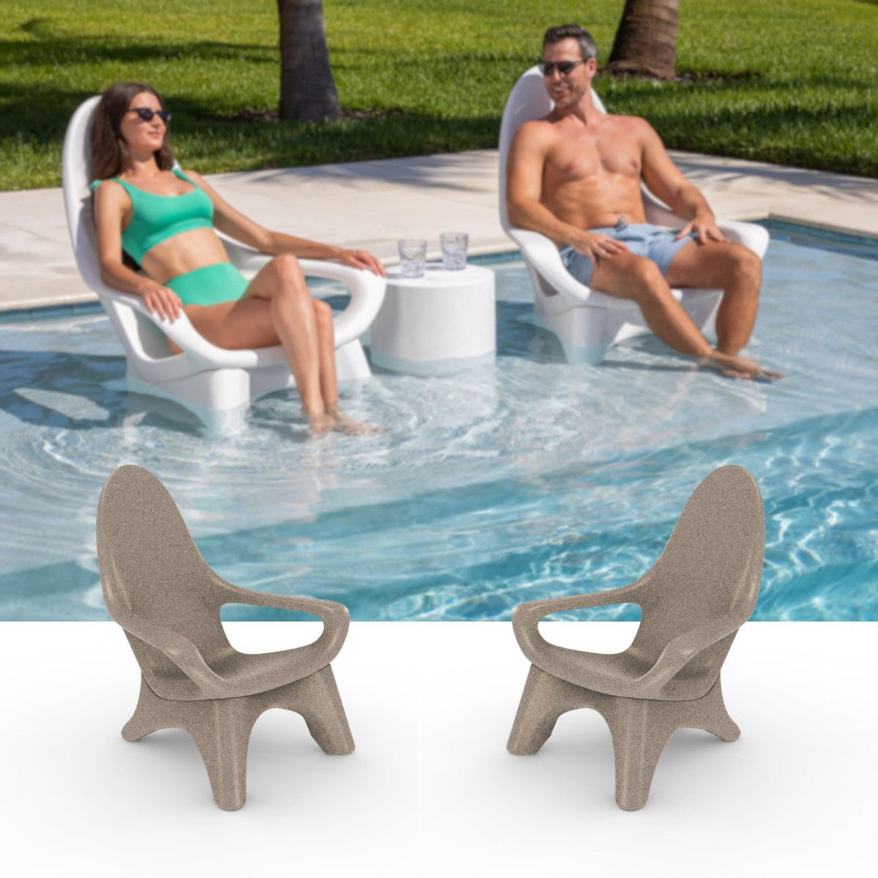 Tenjam Set of 2 In-pool Woosah Chairs for 13" of water