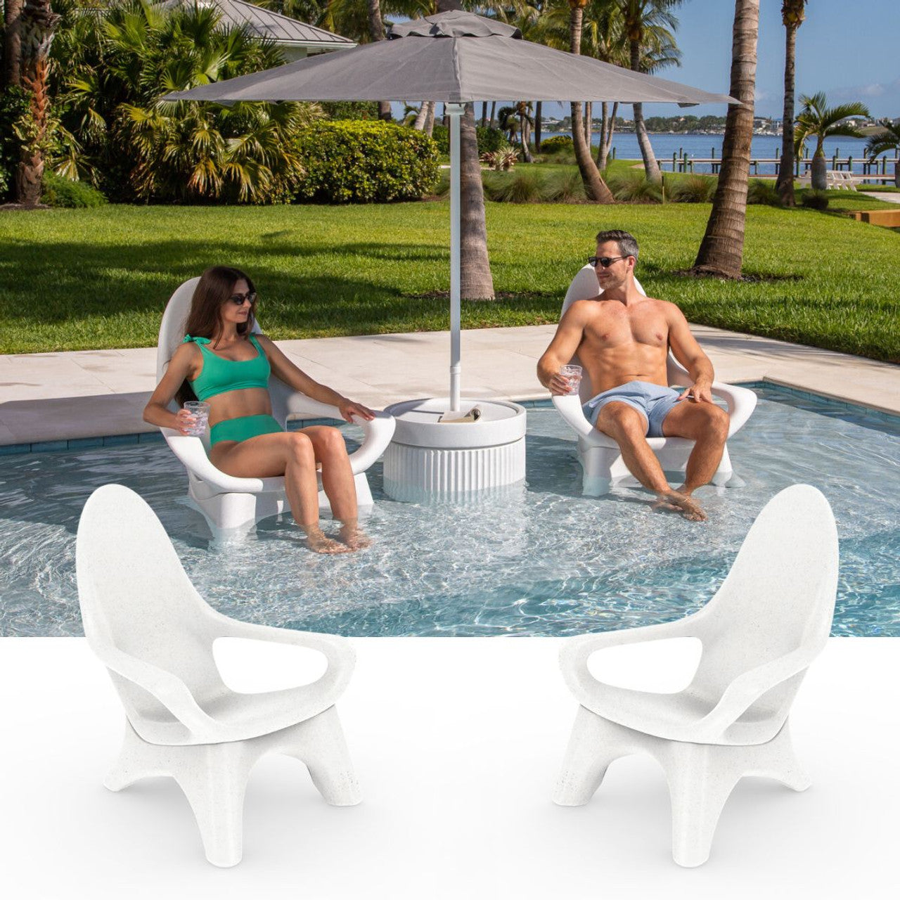 Tenjam Set of 2 In-pool Woosah Chairs for 13" of water